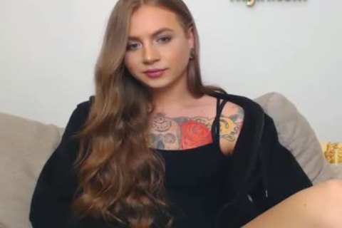 Tattooed Tgirl Jerks Off