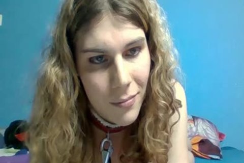 yummy European tranny In Collar Stroking Her dong And Taking monstrous toy In Her wazoo