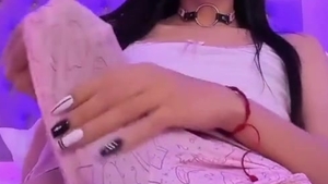 Long Haired Transgirl Jerks Off Her Big Monster Cock On Webcam