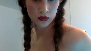 tiny titties American brunette Transgirl With small 10-Pounder Webcams Solo