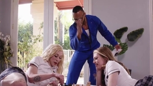 sheboys Shares enormous black dick In Interracial 3some