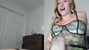 Blonde Tranny Masturbating Her Dick In Bed