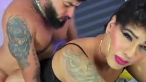 giant Bearded Hunk anal bonks darksome stockings latin chick Translady On cam