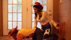 Cosplay toy Story ladyboy Jessie pounds Woody