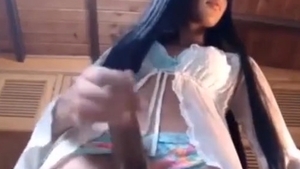 cute shemale latina Strokes Her Shecock