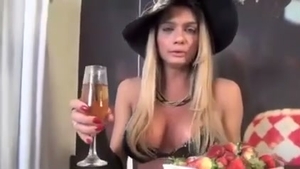 Busty Tranny Wanking Big Erect Dick